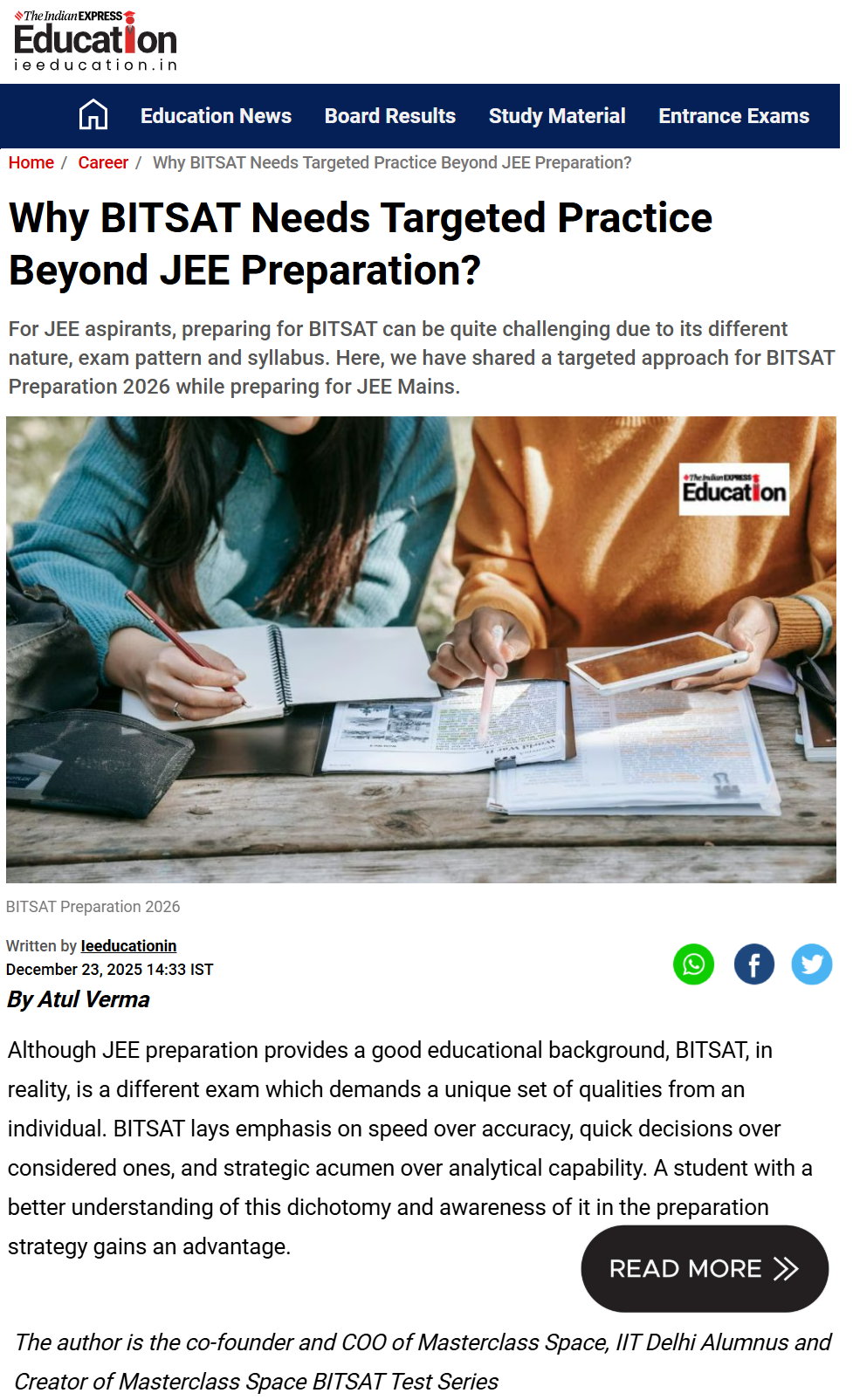 BITSAT 2026 MCS Indian Express