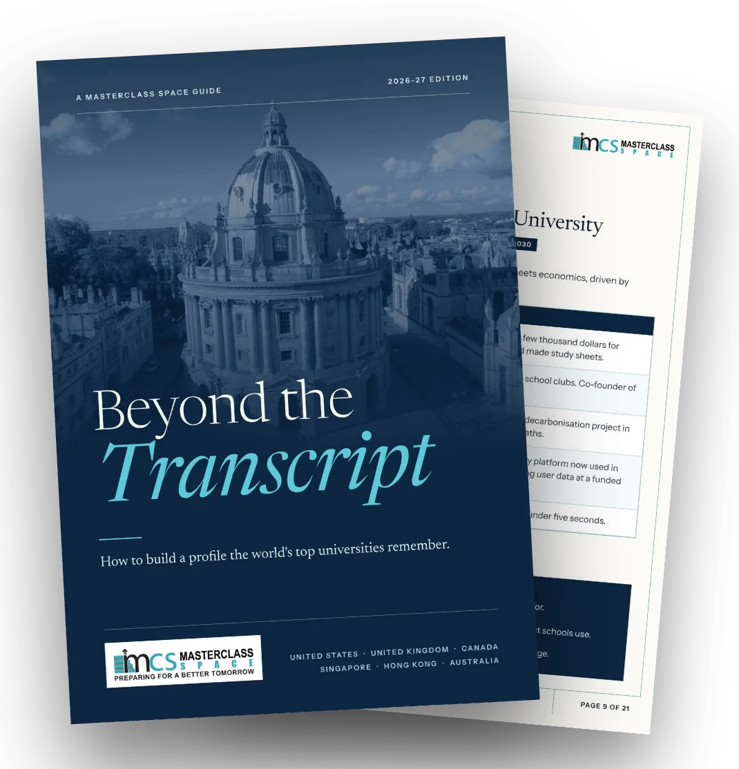 The Beyond the Transcript guide: cover and a case-study page